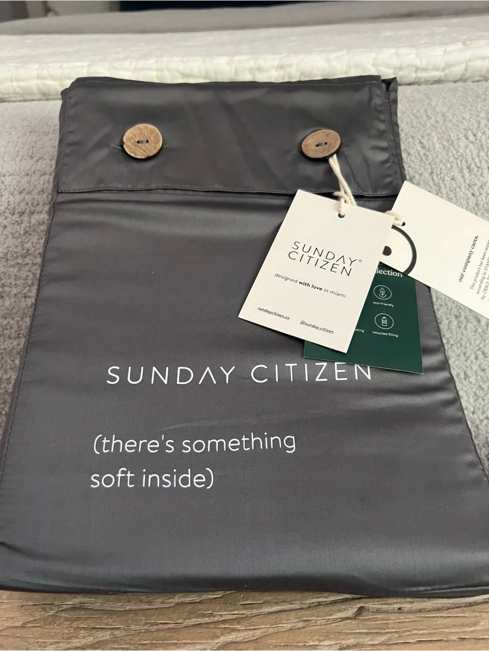 Sunday Citizen Duvet Cover Full Queen Granite Gray NWT Luxury Bamboo Cover Only